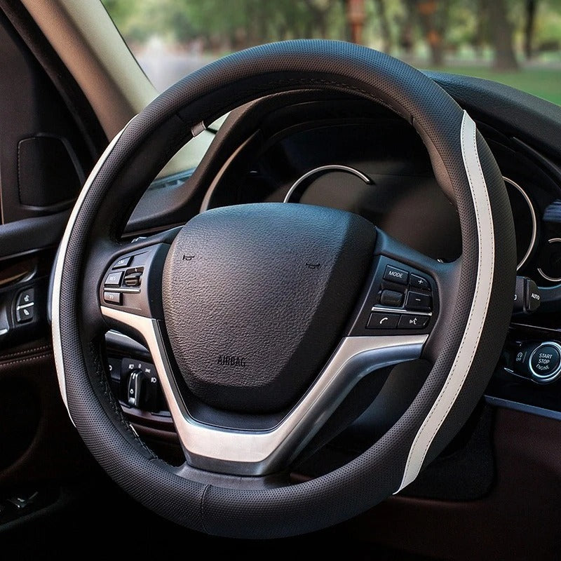 Universal PU Leather Steering Wheel Cover – Breathable Non-Slip 38 cm All-Season Grip - Delicate Leather