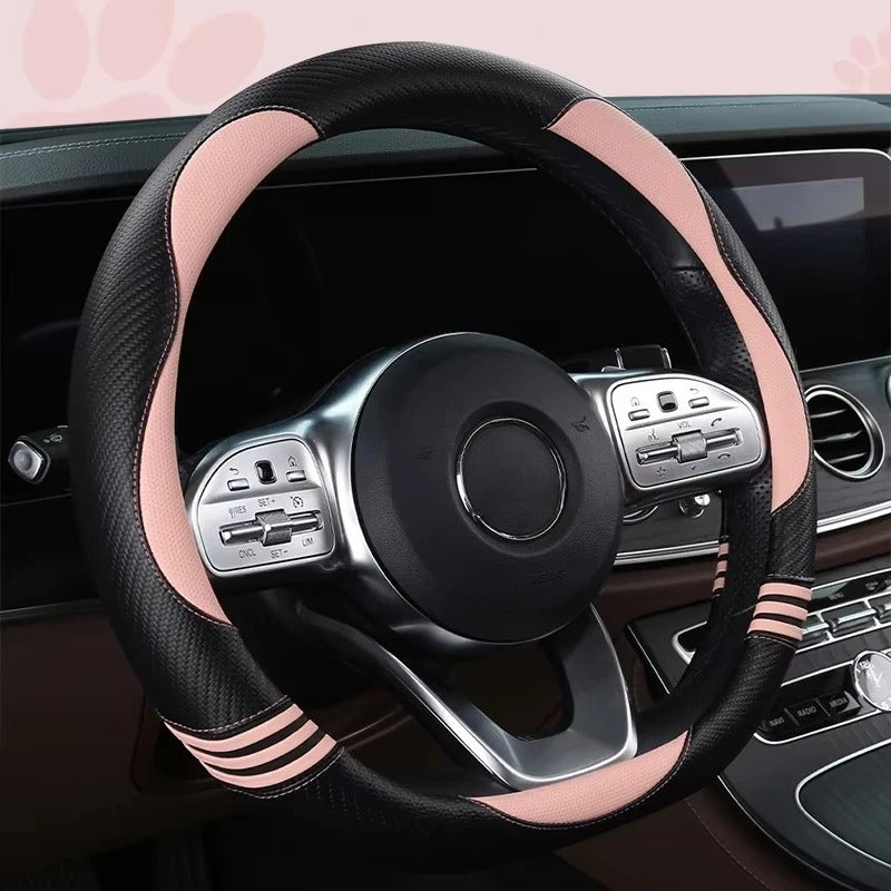 Premium Nappa Leather Steering Wheel Cover – Anti-Slip Universal Fit for Cars, SUVs, Vans, and Trucks - Delicate Leather  