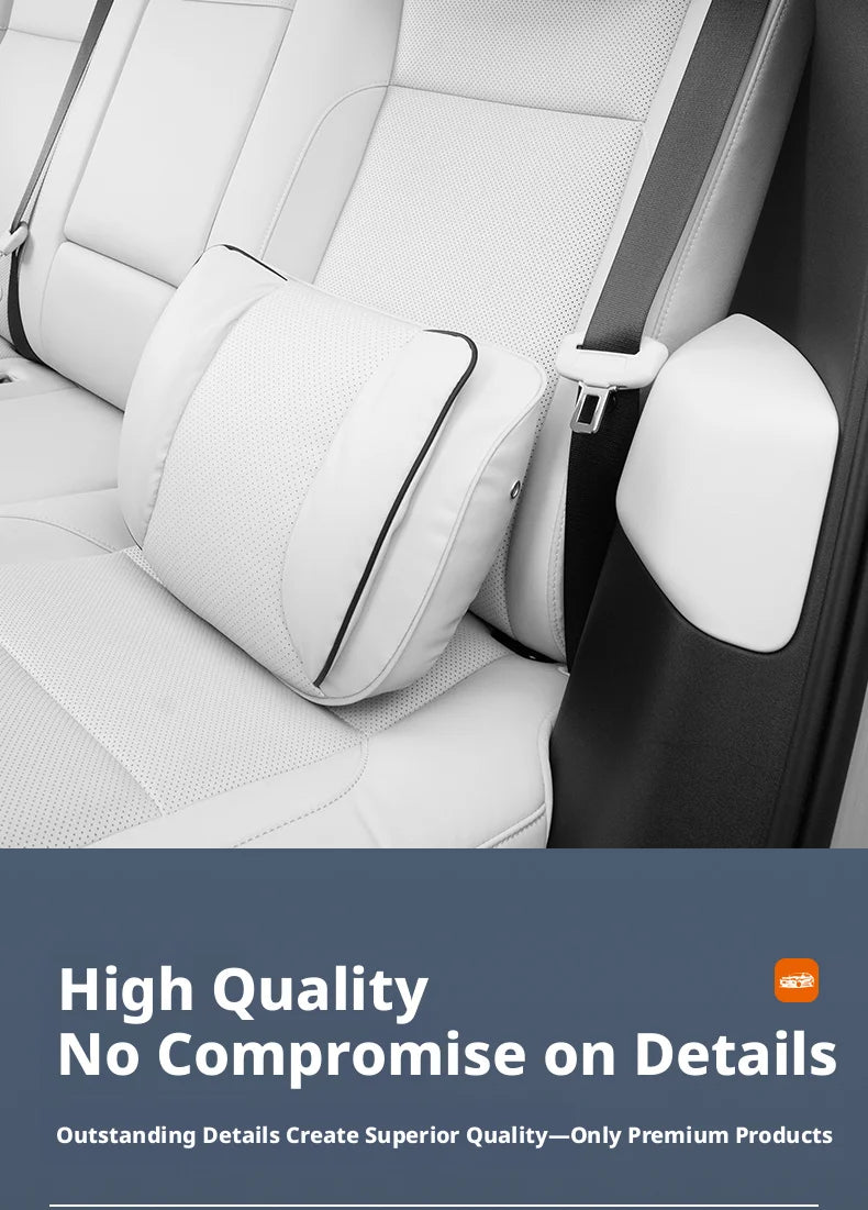 Car Headrest Neck Pillow – Memory Foam Seat Support Cushion Universal Interior Accessory - Delicate Leather  