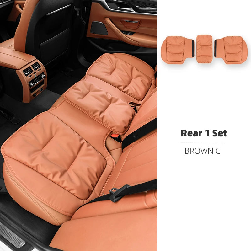 Universal Car Seat Cover Soft PU Nappa Leather, Anti-Skid, Protective Cushion and Back Pad for Automobile Interiors