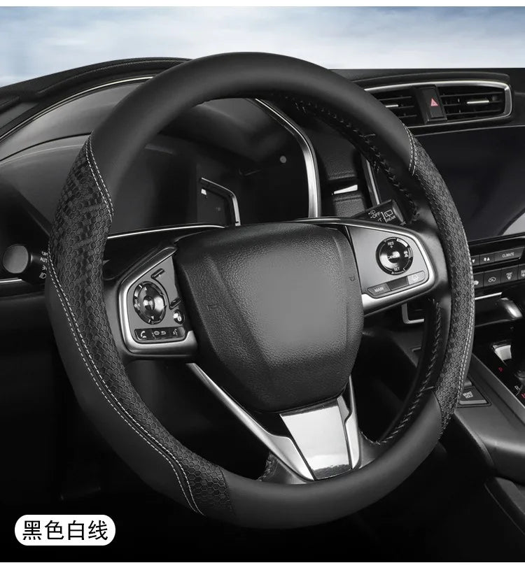 Nappa Leather Steering Wheel Cover – Anti-Slip Universal O/D Type Interior Accessory - Delicate Leather  