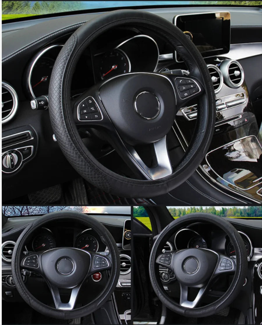 Car Steering Wheel Cover Braid Cover Cubre Volante Genuine Leather,  Breathable Anti Slip, Car Accessories 09