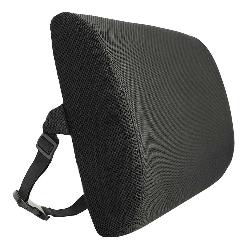 Eco-Friendly Cotton & Memory Foam Lumbar Support Cushion – 4D Breathable Mesh Pillow for Car, Reading, and Bed Rest - Delicate Leather
