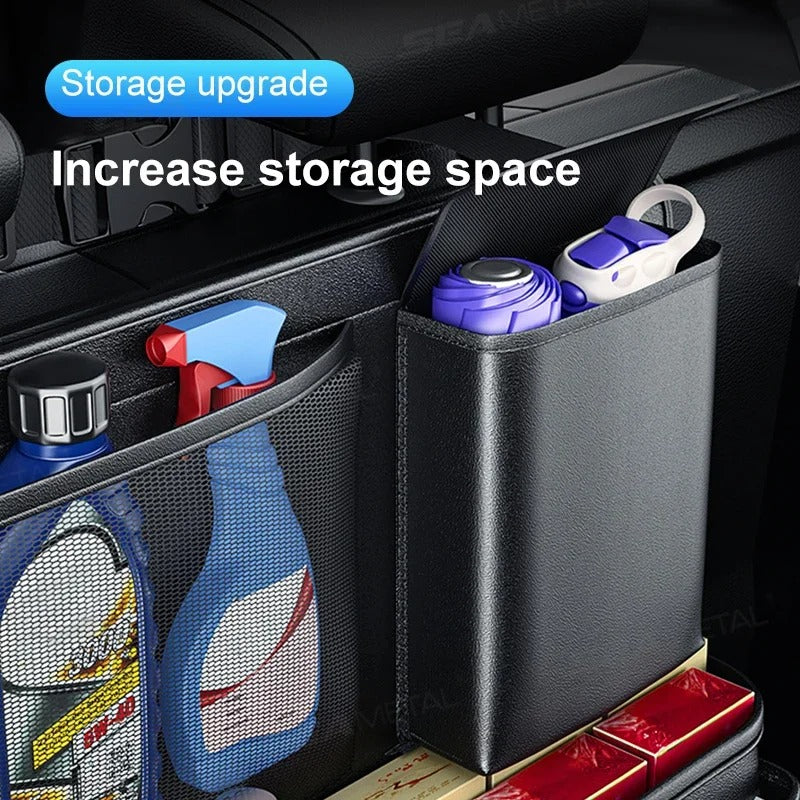 PU Leather Car Trunk Storage Bag – Multi-Pocket Seat Back Organizer for SUV/MPV