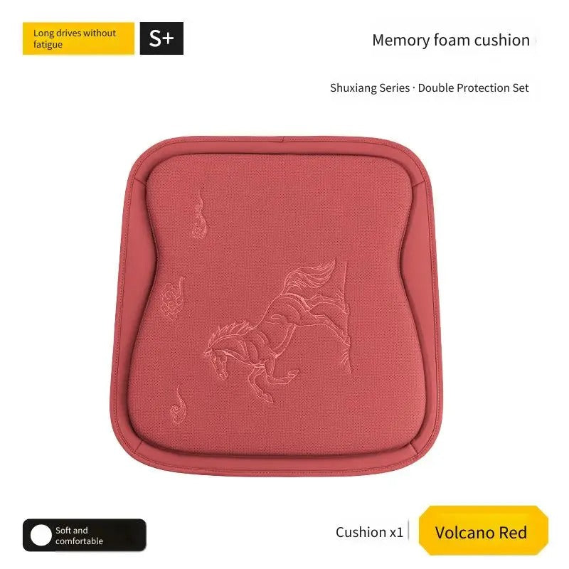 Embroidered Nappa Leather Car Seat Cushion Set – Breathable Seat