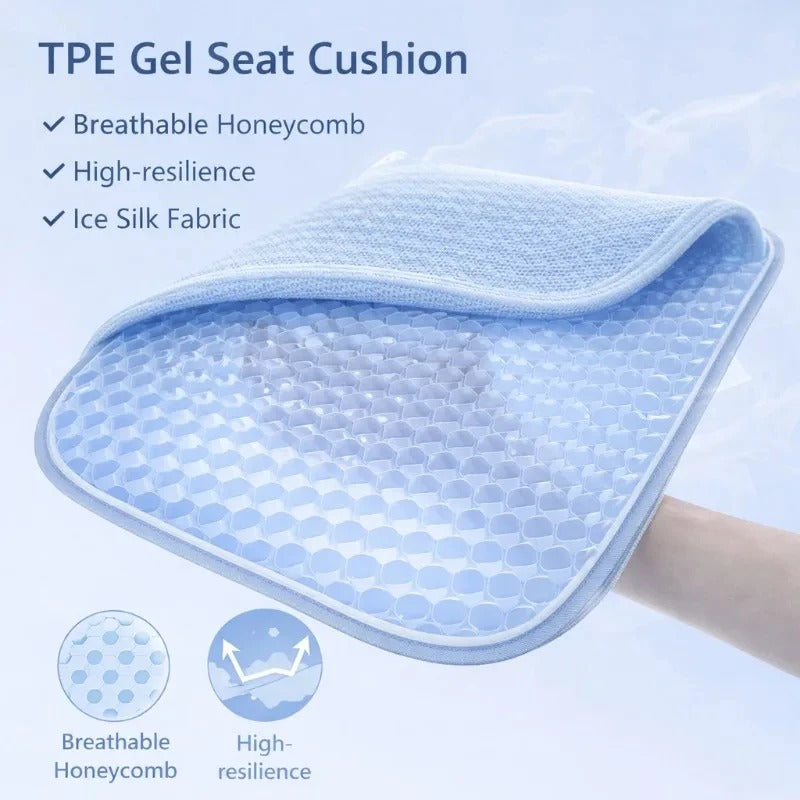 TPE Gel Seat Cushion – Breathable Honeycomb Cooling Cushion for Car, Office & Home - Delicate Leather  