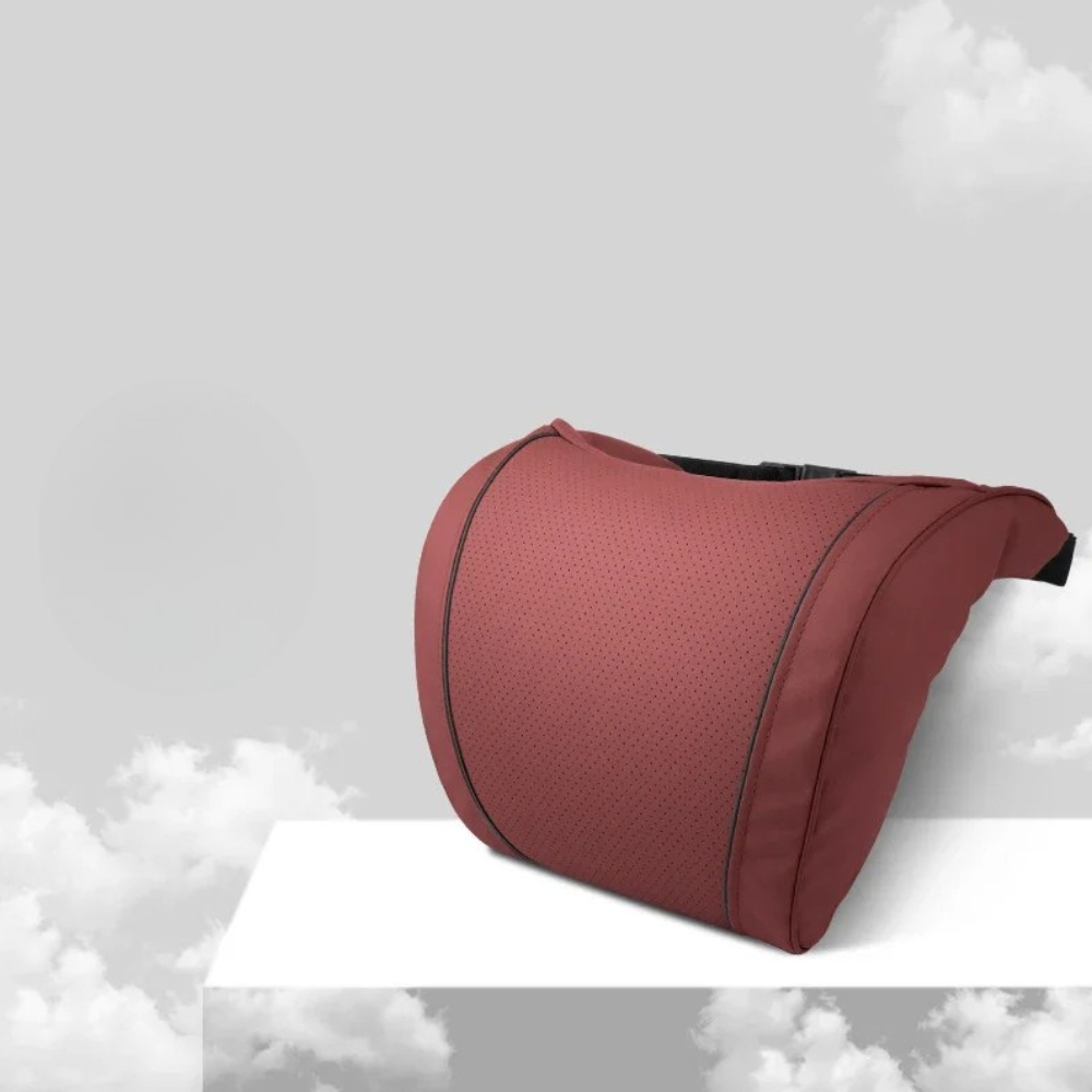 Car Headrest Neck & Waist Pillow – Nappa Leather Seat Support for Auto Comfort - Delicate Leather  