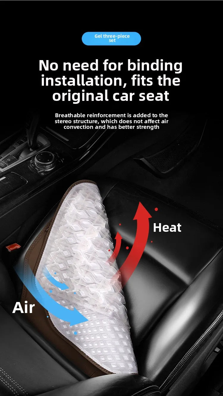 Gel Car Seat Cushion – Breathable Ventilated Non-Slip Universal Seat Pad - Delicate Leather  