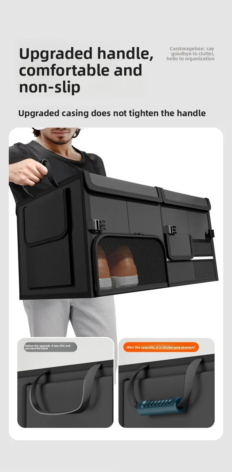 60L Foldable Car Trunk Organizer – Waterproof Large Capacity Storage Box for Travel & Outdoor Use - Delicate Leather  