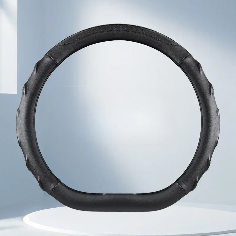 Nappa Leather Steering Wheel Cover 38cm – Universal Anti-Slip Car Steering Grip - Delicate Leather