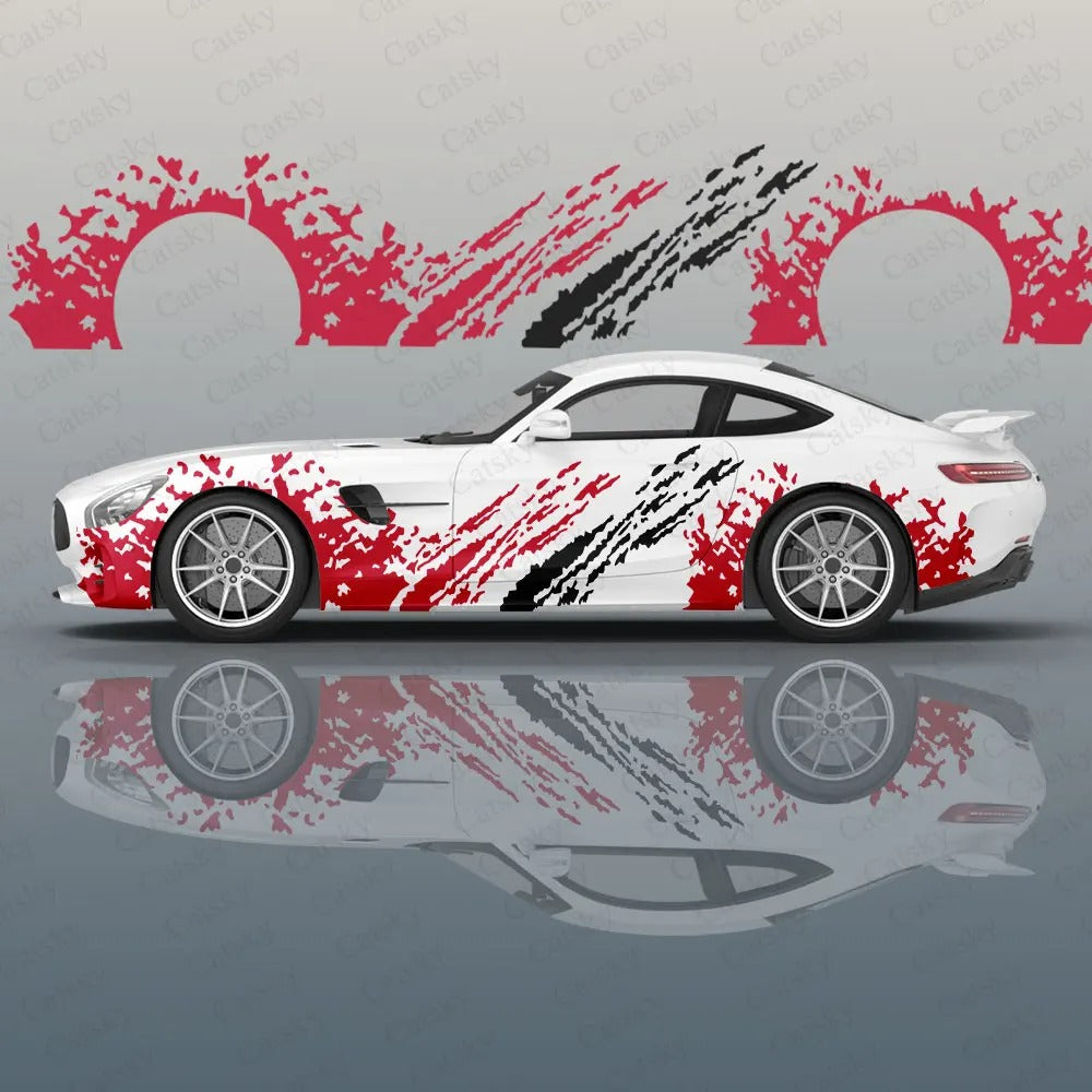 Ink Splatter Car Side Vinyl Decal – Racing Style Exterior Graphic Sticker - Delicate Leather