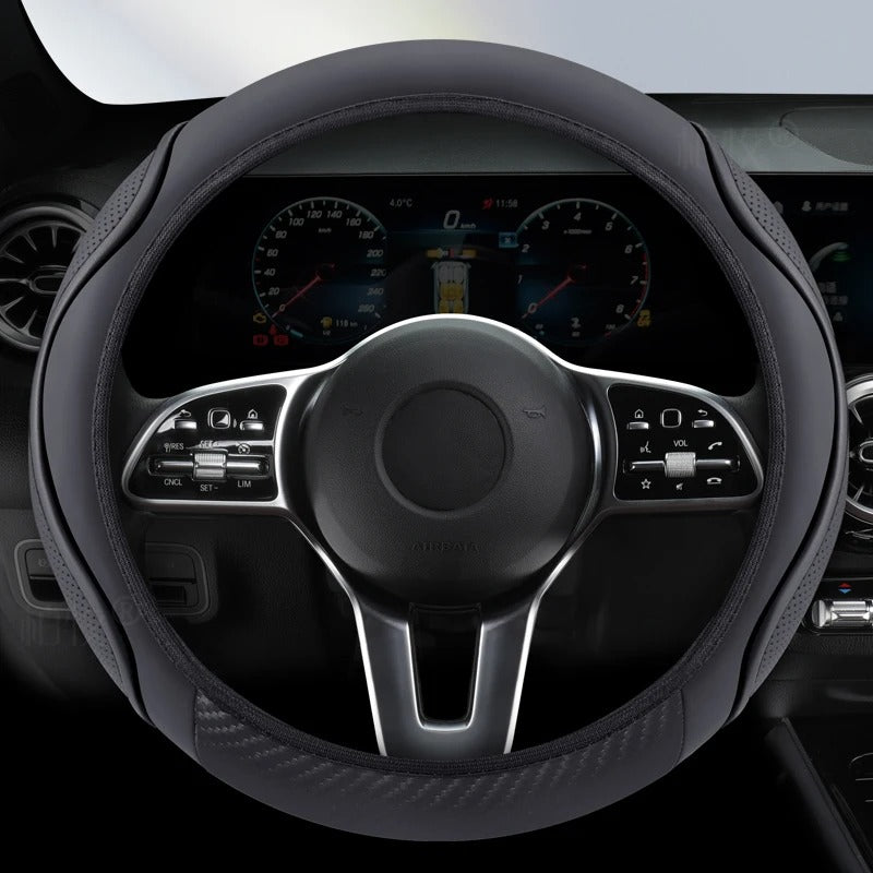 Microfiber Leather Steering Wheel Cover – Universal 37–38cm Anti-Slip Comfort Grip - Delicate Leather