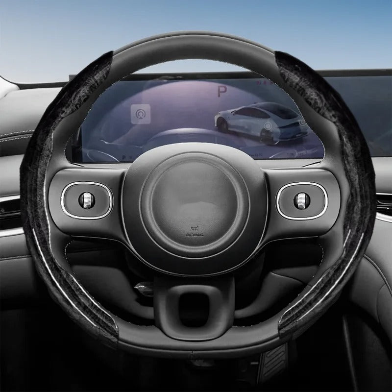 Universal Wood Grain Steering Wheel Cover 38cm – Breathable Non-Slip Sweat-Absorbent Car Steering Wheel Protector - Delicate Leather