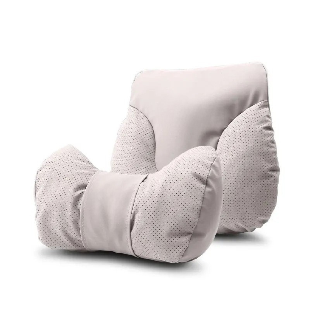 Car Seat Headrest and Lumbar Support Cushion for Car - Delicate Leather  