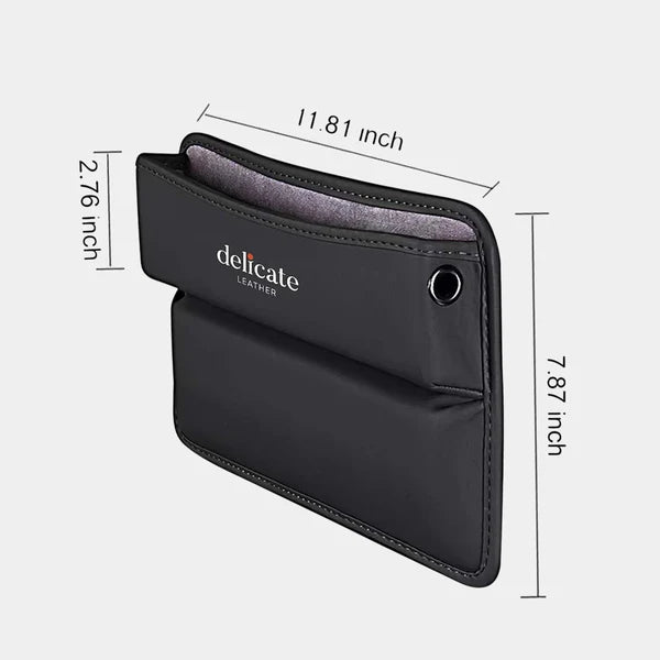 Delicate Leather Car Seat Gap Filler Organizer, Custom Fir For Your Cars, PU Leather Car Organizer Bag - Back Seat Organizer & Side Gap Filler with Storage Box - Delicate Leather  