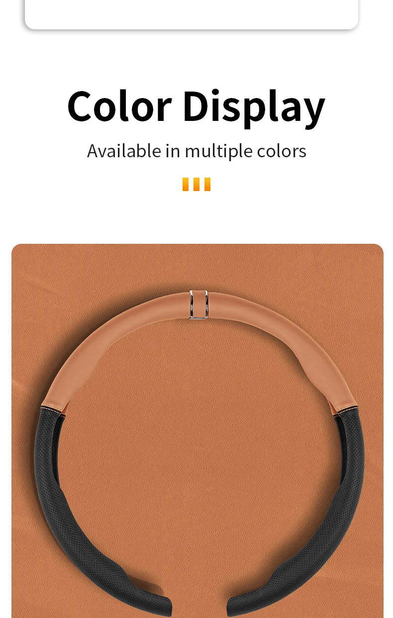 Breathable Steering Wheel Cover – Anti-Slip Universal Car Interior Accessory - Delicate Leather  
