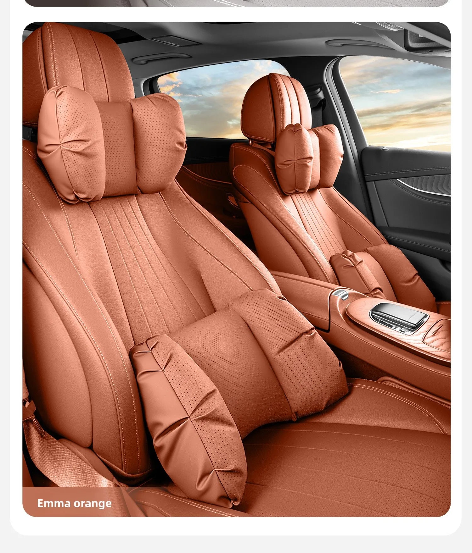Universal Car Headrest & Lumbar Support Pillow – Breathable Perforated Leather Seat Cushion Set - Delicate Leather  