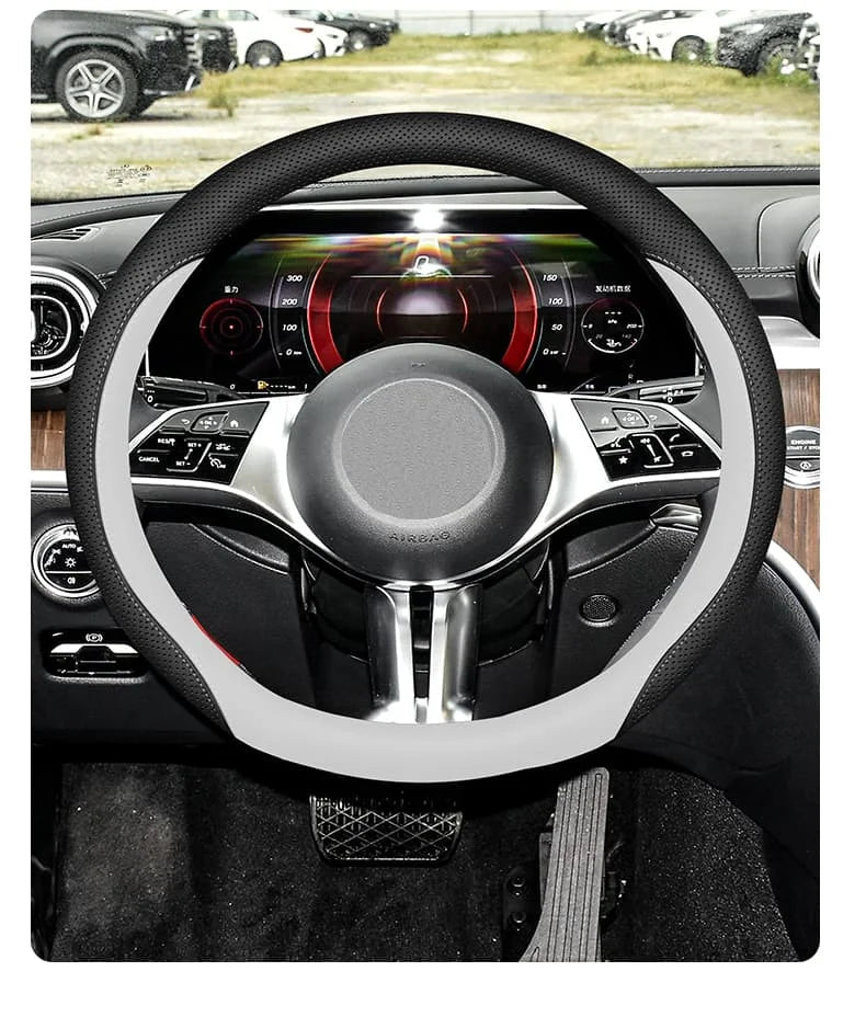 Universal Steering Wheel Cover – Anti-Slip 14.5–15 Inch Interior Protection Accessory - Delicate Leather  