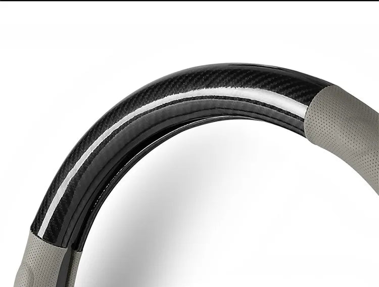 Leather Car Steering Wheel Cover, Fine Skin Texture, Comfortable Grip, Wear-Resistant, All-Season, Universal Fit - Delicate Leather  