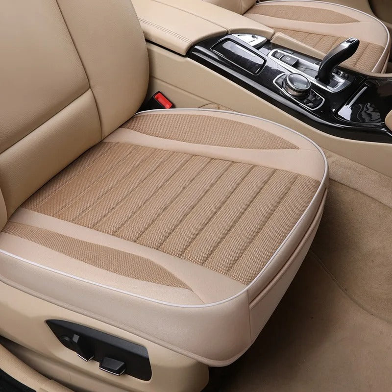 Flax Car Seat Cushion – Breathable Universal Seat Cover for Cars & SUVs - Delicate Leather  