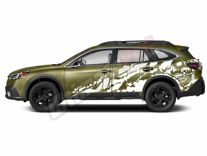 Skull Stripe Car Side Decal Kit – PVC Vinyl Exterior Body Sticker - Delicate Leather