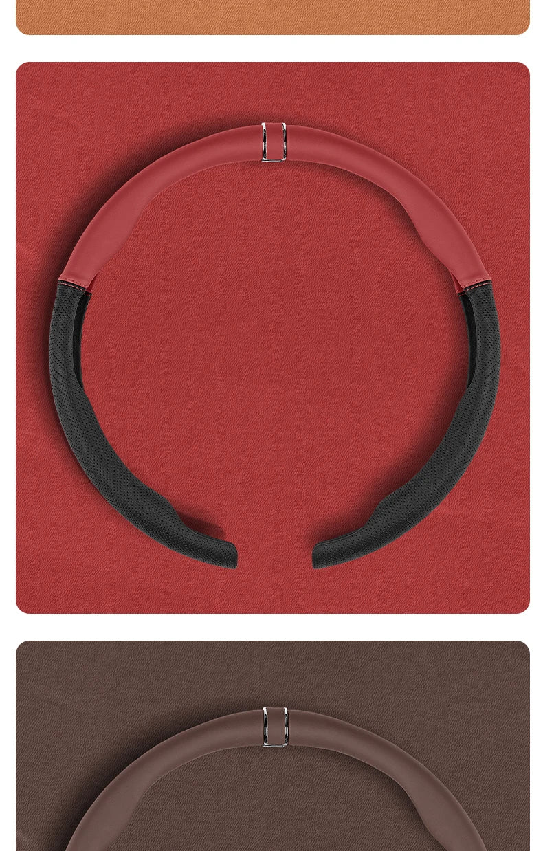 Breathable Steering Wheel Cover – Anti-Slip Universal Car Interior Accessory - Delicate Leather  