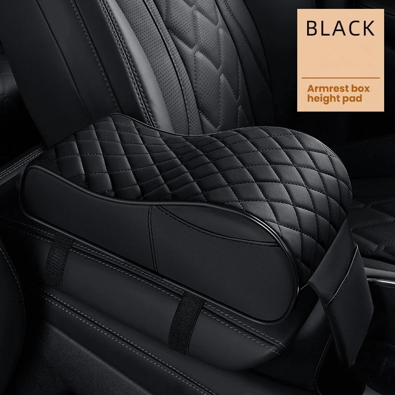 Curved PU Leather Armrest Cushion – Car Center Console Pad with Storage Pocket - Delicate Leather  