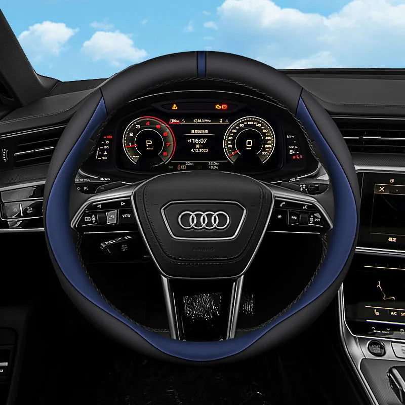 Premium Leather Steering Wheel Cover – Anti-Slip Universal Interior Protection Accessory - Delicate Leather  
