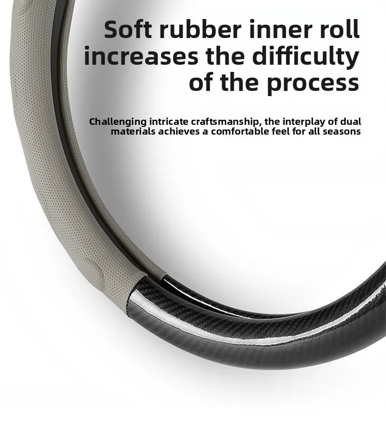 Leather Car Steering Wheel Cover, Fine Skin Texture, Comfortable Grip, Wear-Resistant, All-Season, Universal Fit - Delicate Leather  