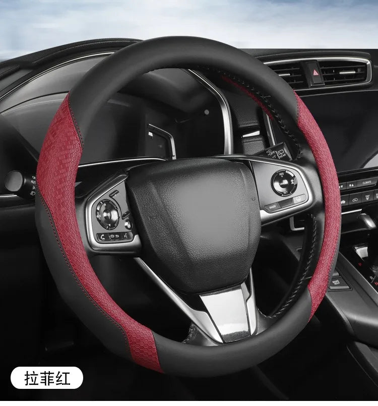 Nappa Leather Steering Wheel Cover – Anti-Slip Universal O/D Type Interior Accessory - Delicate Leather  