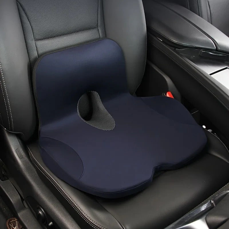 Ergonomic Memory Foam Seat Cushion for Office Chair & Car – Coccyx Support Back Cushion with Polyester Cover - Delicate Leather