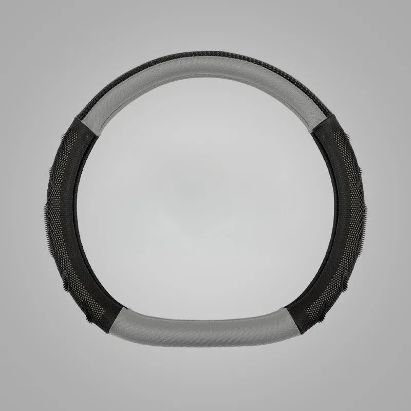 Carbon Fiber Steering Wheel Cover – Universal 38CM O/D Shape Honeycomb Non-Slip Grip - Delicate Leather