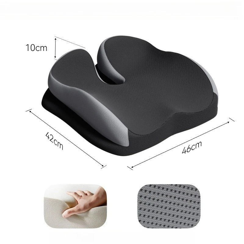 Memory Foam Seat Cushion – Breathable Mesh Chair Pad for Office & Car - Delicate Leather