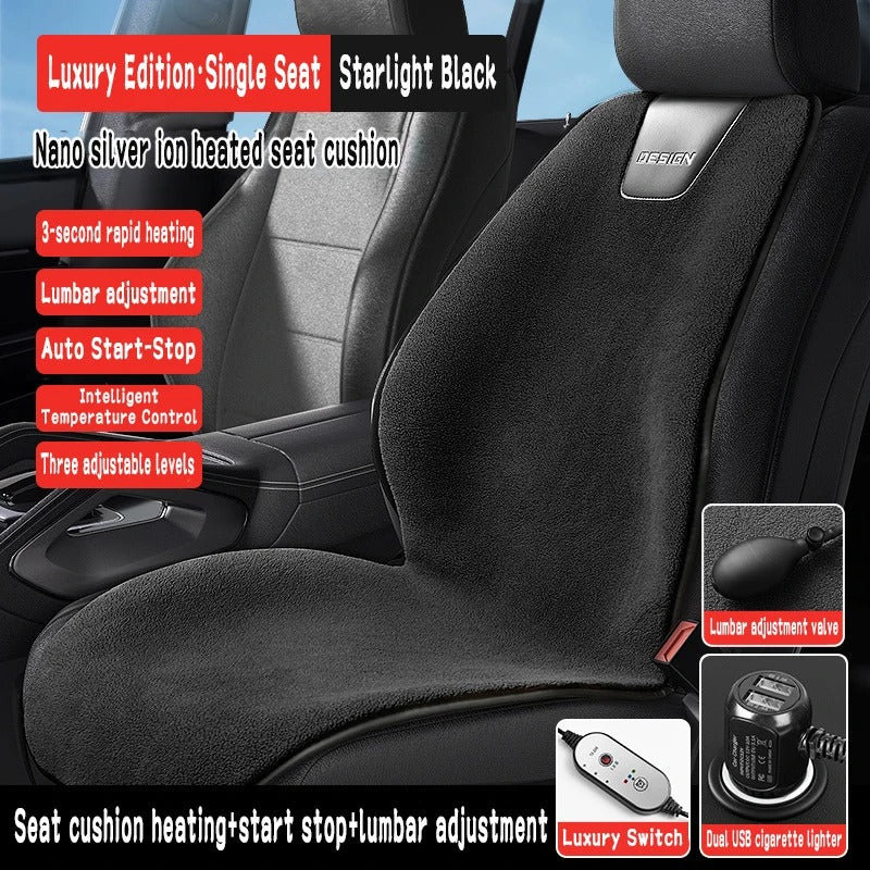 12V Universal Heated Car Seat Cushion – Winter Warmer with 3 Heat Levels, Non-Slip Heating Pad, Imitation Cashmere Fabric 120×45 cm - Delicate Leather  