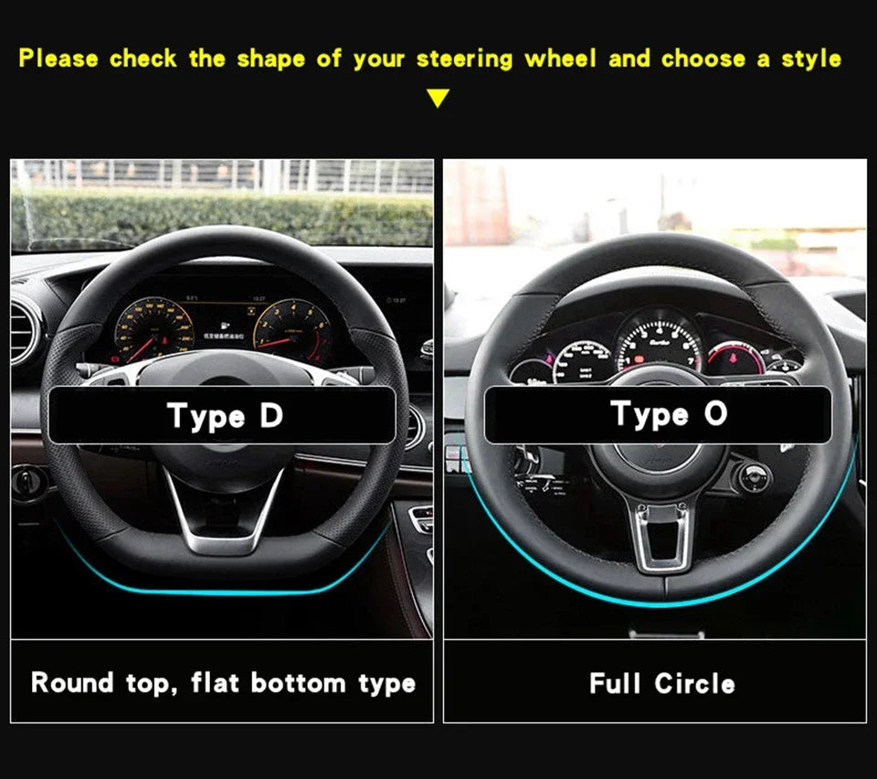 Dual-Color Steering Wheel Cover – Anti-Slip Universal Grip Interior Accessory - Delicate Leather  