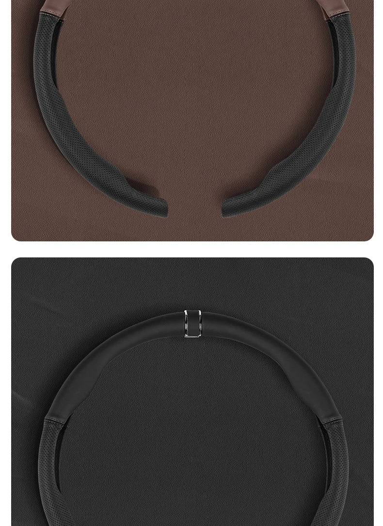Breathable Steering Wheel Cover – Anti-Slip Universal Car Interior Accessory - Delicate Leather  