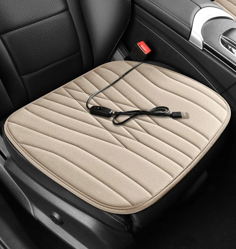 USB Heated Seat Cushion – Fast Heating Plush Chair Pad for Car, Office & Home - Delicate Leather  