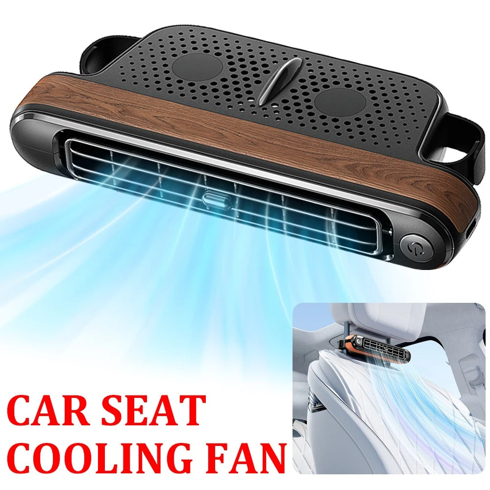 Dual Turbo Car Backseat Cooling Fan – 3-Speed Adjustable USB-Powered Air Circulation Fan for Sedans, SUVs, Vans, and RVs - Delicate Leather  