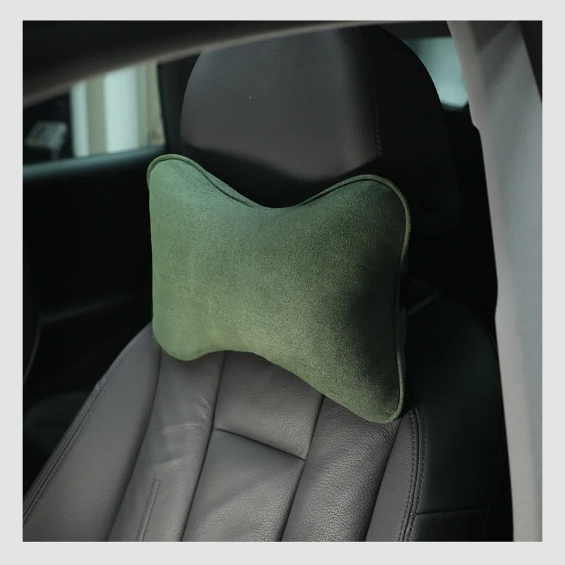 Suede Memory Foam Car Neck Pillow – Soft Headrest Cushion for Driving & Travel - Delicate Leather  