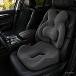 Orthopedic Memory Foam Seat & Back Cushion Set – Coccyx and Waist Support for Office Chair & Car - Delicate Leather