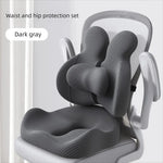 Orthopedic Memory Foam Seat & Back Cushion Set – Coccyx and Waist Support for Office Chair & Car - Delicate Leather