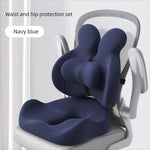 Orthopedic Memory Foam Seat & Back Cushion Set – Coccyx and Waist Support for Office Chair & Car - Delicate Leather