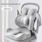 Orthopedic Memory Foam Seat & Back Cushion Set – Coccyx and Waist Support for Office Chair & Car - Delicate Leather
