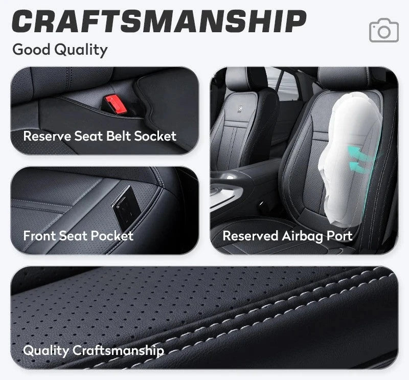 Nappa Leather Car Seat Covers – Waterproof, Universal Fit with Surround Bottom Design | Luxury Seat Protector for Cars, SUVs, Pickups - Delicate Leather