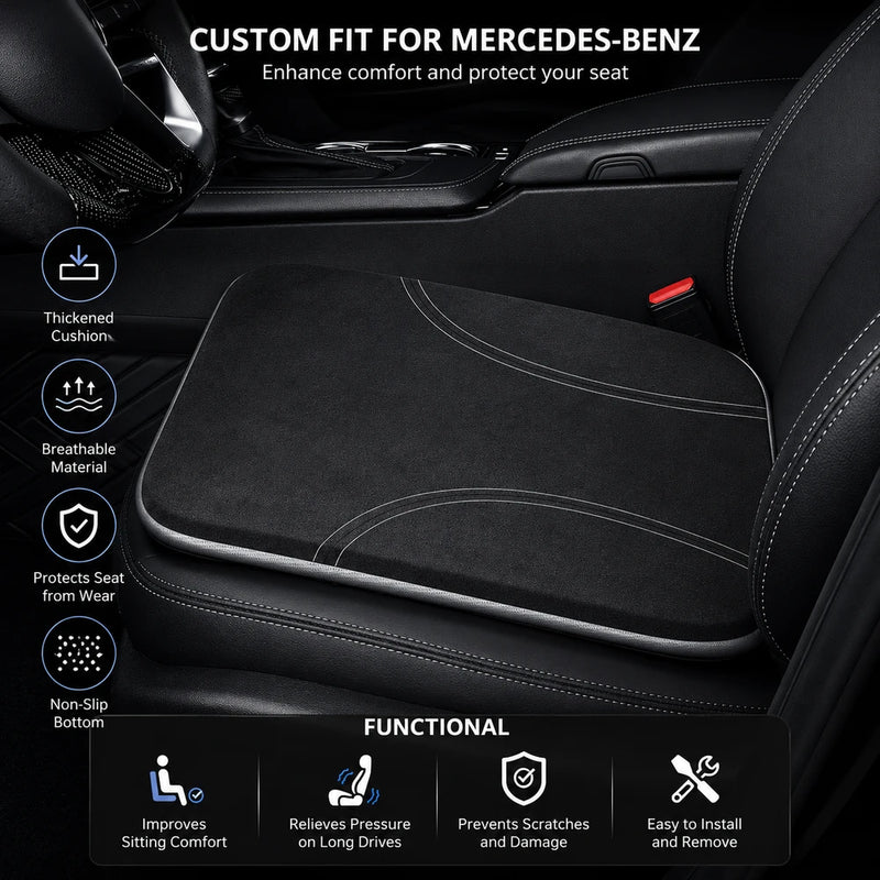 Mercedes-Benz Fit Memory Foam Car Seat Cushion, Custom Fit Seat Pad for Enhanced Driving Comfort, Height Boost Support, Ergonomic Cushion for Car Seats - Delicate Leather