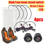 12V Auto Seat Heater Pads - Carbon Fiber Heating Pads with Round Switch for Winter Warmth (2Pcs/4Pcs Set) - Delicate Leather