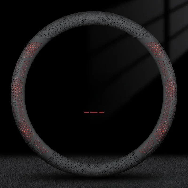Nappa Leather Car Steering Wheel Cover with Silicone Non-slip Lining - Delicate Leather