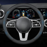 Nappa Leather Car Steering Wheel Cover with Silicone Non-slip Lining
