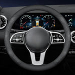 Nappa Leather Car Steering Wheel Cover with Silicone Non-slip Lining