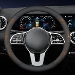 Nappa Leather Car Steering Wheel Cover with Silicone Non-slip Lining